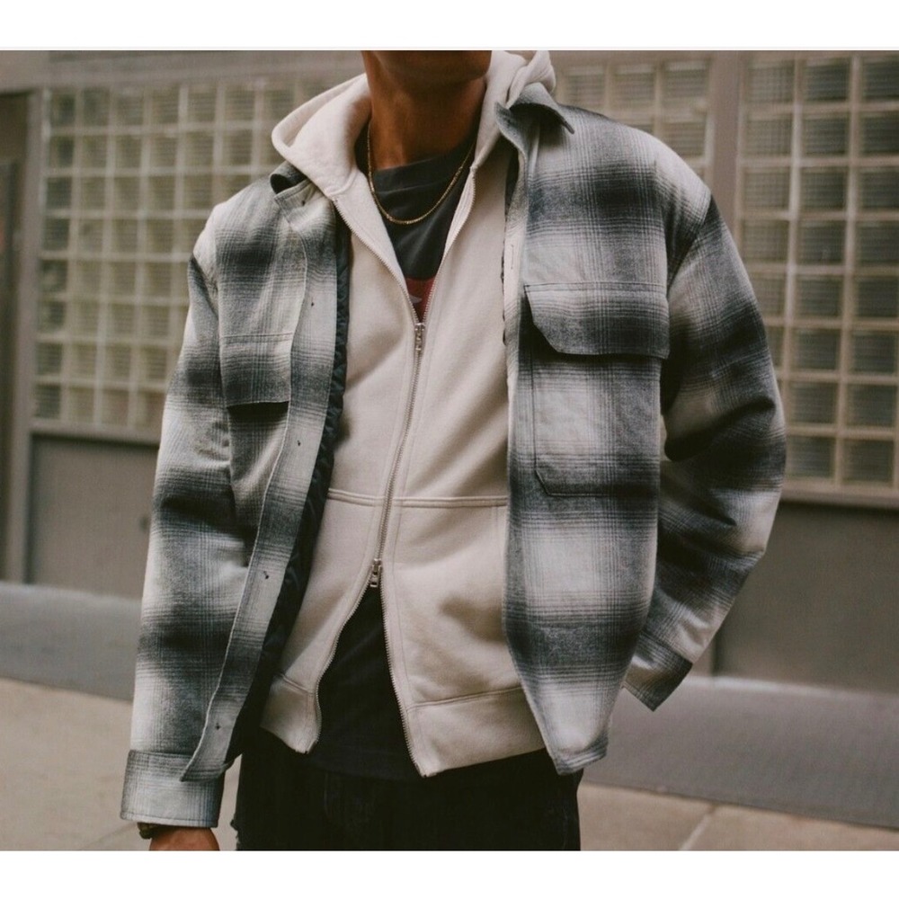 NWT Abercrombie Relaxed Soft Flannel Lined Plaid Shirt Jacket Sz L